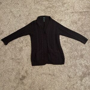 Lauren Ralph Lauren Black Button Up Wool Blend Sweater Women’s Size Medium